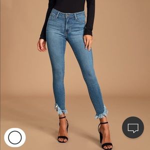 New High Rise Raw Hem Skinny Jeans